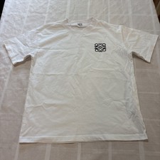 LOEWE Anagram Logo Embroidered Crewneck T-Shirt Unisex White Casual Size S picture
