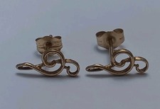 Classy Vintage 14k Yellow Gold Treble Clef Musical Note Earrings Tested picture
