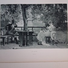 Antique Photogravure In Love Marcus Stone picture