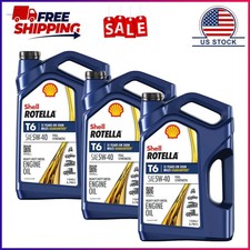 (3 pack) Shell Rotella T6 Full Synthetic 5W-40 Diesel Engine Oil, 1 Gallon picture