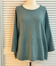 Pure Jill JJill Size L Teal Boxy Kimono Sweater Cotton Cashmere Blend picture