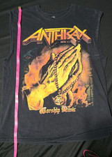 Anthrax Worship Music 2011-2012 World Tour Sleeveless T-Shirt Black L/G picture