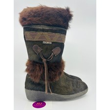 Tecnica Skandia Women's Vintage Brown Goat Fur Apres Ski Winter Boots Size 36 picture