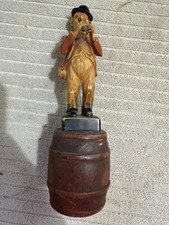 ANRI Vintage MCM Wood Carved Man On Top Of A Barrel picture