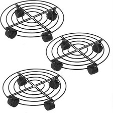 3Packs Metal Plant Caddy Plant Dolly Plant Stand Plant Holder with Wheels 10.5in picture