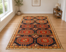 c1930s ANTIQUE RARE TURKOMAN DESIGN CAUCASIAN RUG 4.2x10 KORK WOOL_FINE WOVEN picture