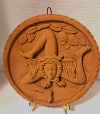 Vitg Sicilian Trinacria Wall Plaque 3 Leg Medusa Clay Fruit Italy Hand Made 7