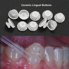 US 100Pcs Orthodontic Dental Ceramic Lingual Button Bondable Round Base Clear picture