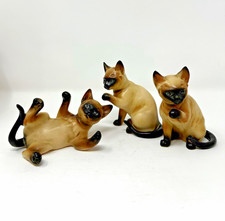 Vintage Lefton Siamese Cat Figurines H4032 Japan Blue Eyes Lot of 3 picture