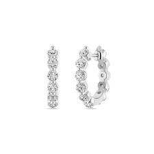 2.20 CTW Round Cut Lab Grown Diamond Huggie Hoop Earrings in 10K White Gold picture