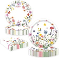 60 PCS Wildflower Party Supplies Flower Paper Plates and Napkins Spring Floral picture