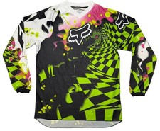 Fox Racing HC Checked Out 11 Jersey Small Black Green Pink Vortex Neon Splatter picture