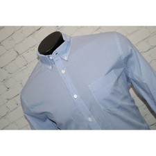 Express Button Down Men Large Blue Geometric Long Sleeve Stretch Dress Shirt picture