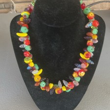 Vintage Italian Fruit Salad Necklace Murano Style Midcentury picture