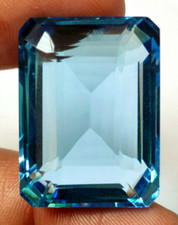 AAA+ 95.40 Ct. Large Emerald Cut Faceted Blue Topaz Loose Gemstone @Gift Women picture