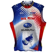 Vintage Verge Sport Subaru Cycling Vest Jersey Mens L Blue Red Sleeveless Zip picture