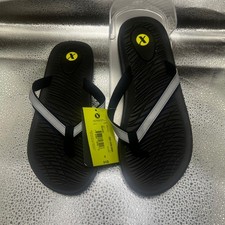 Xersion Womens Black Reflective Athletic Flip Flops Thong Sandals Size 8 NWT picture