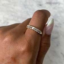 0.90Ct Emerald Natural Diamond Eternity Luxury Wedding Band Ring 14K White Gold picture