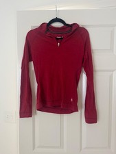 Smartwool Classic Thermal Merino 1/4 Zip Base Layer Womens M Red Heather 250 picture
