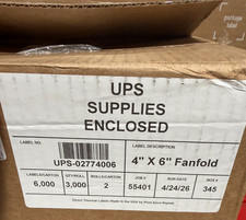 6000 Blank 4 x 6 Direct Thermal Fanfold Peel & Stick UPS Shipping Labels Bulk picture