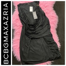 New BCBG MAXAZRIA Interlock Draped Party Dress Black Small MSRP $148 picture