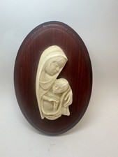 Vintage Catholic Baptism Plague Madonna Child Religious Keepsake Faith 4.5