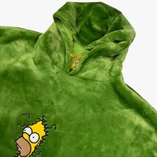 NEW The Simpsons Homer Bush Fleece Lined Bush Robe Hoodie Green • S/M picture