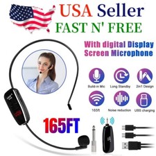 NEW 165FT Range UHF Wireless Microphone Headset Mic System+Digital Screen Speech picture