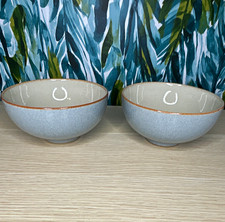 Set of 2 Denby England Heritage Terrace Small Rice Bowls Stoneware Blue Grey 5