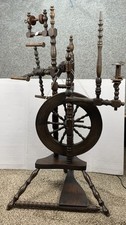 Antique Spinning Wheel Wool, Flax, Yarn 16” Wheel W/Working Pedal c 1800/1900 picture