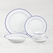Apilco Tradition Blue-Banded Porcelain Dinnerware Sets with Soup Bowl,  20-Piece picture