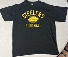 Vtg Reebok Pittsburgh Steelers Football Shirt Black & Yellow Men’s Medium picture