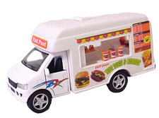 KINSFUN KINTOY DIE-CASTING FAST FOOD DELIVERY TRUCK TOY HOT DOGS & BURGER picture