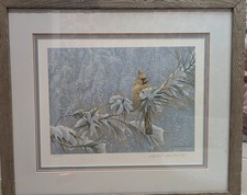 Robert Bateman Winter Lady Cardinal Signed Framed Print Edition 339/950 picture