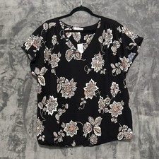 Maurices Black Floral Tunic Sz XXL Cap Sleeve picture