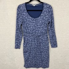 Boden Mable Blue Floral Jersey Dress Women’s 8 Long Sleeve picture