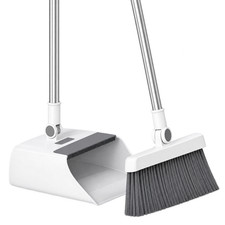 3-in-1 Foldable Broom Dustpan Set Standing Floor Scrub Brush Squeegee Sweeper  picture
