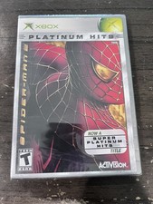 Rare OG Xbox variant: Spider-Man 2 with NOW A SUPER PLATINUM HITS TITLE sticker picture