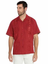 vkwear Men's Guayabera Cuban Beach Wedding Casual Short Sleeve Dress Shirt picture