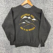 Vintage 80s Appalachian State Walker College Sweatshirt Adult Large Black Faded picture