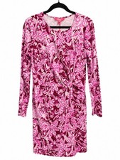 Lilly Pulitzer Lynn Twist Dress L Mulberry Wild Ride Pink Floral NWT $158 picture