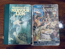 2 Vintage HC Books Alfred Hitchcock Mystery Of The Nervous Lion And Pocahontas picture