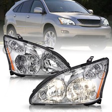 For 04-09 Lexus RX350 RX330 RX400h Chrome Halogen L+R Headlamp Headlight NOT HID picture