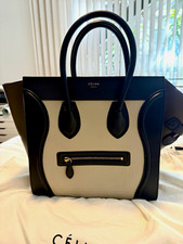 CELINE Mini Luggage Colorblock Tote Bag Black/Beige/Olive Zip w/ Dust Bag picture