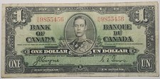 Canadian Nicer fairly crisp 1937 $1.00 note w/serial# RN9855456 picture