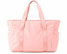 BAGSMART Women’s Large Pink Tote Bag Zip Top with Pockets Travel Casual picture