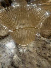 LOT OF 4 VINTAGE AMBER PEACH HOBNAIL GLASS REPLACEMENT SHADES LIGHTING picture