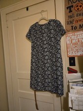 J.Crew Navy Blue & Orange Floral Tropical Sleeveless A-Line Dress Size 14 picture