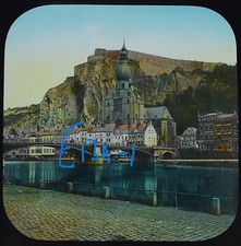 Photo DINANT THE CHURCH AND CITADEL BELGIUM C1920 OLD Magic Lantern Slide picture
