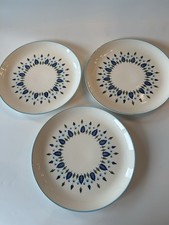 Marcrest Swiss Alpine Salad Plates Set of 3 White/Blue Round Glossy Finish. 8.5” picture
